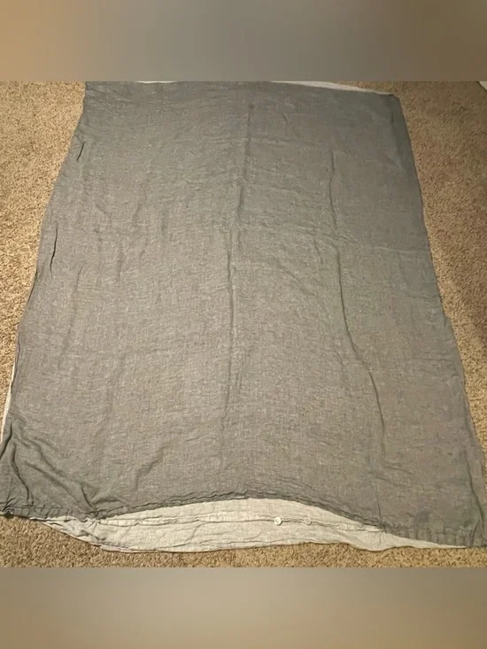 Crate and Barrel Hemp tiny check grey twin duvet cover