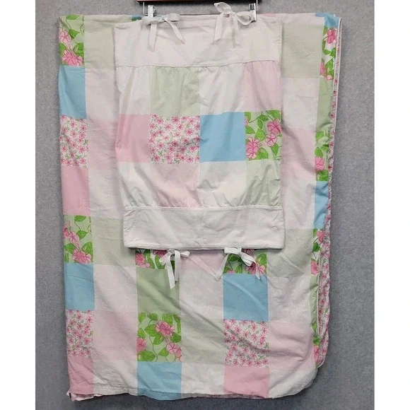 Lilly Pulitzer Perfectly Patched Reversible Twin 60x85 Duvet Cover Matching Sham