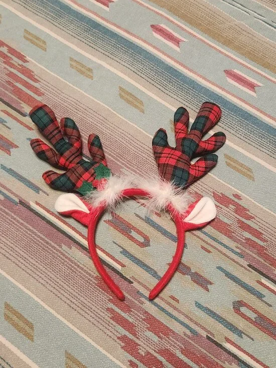 Plaid Christmas Reindeer Headband