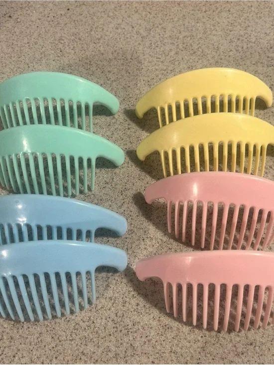 Hair Cincher Clip Banana Comb Ponytail Holders 1980s 4 Sets 4 Colors Unbranded
