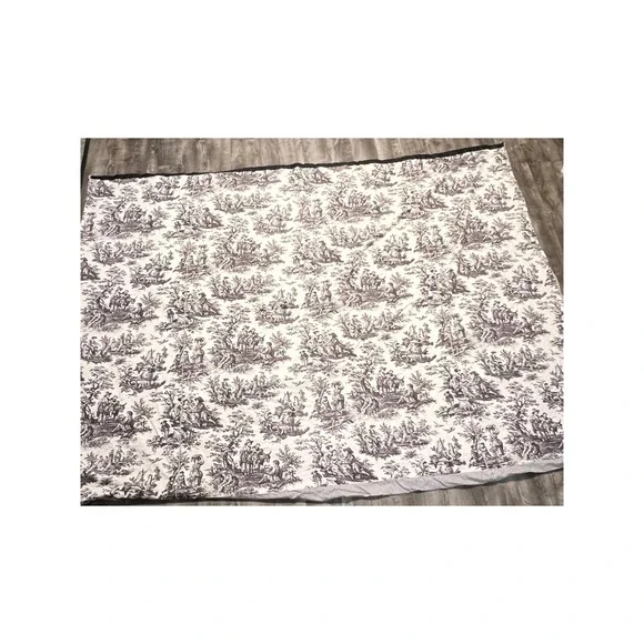 VTG Toile de Jouy Reversible Duvet Cover Black White Houndstooth French Country