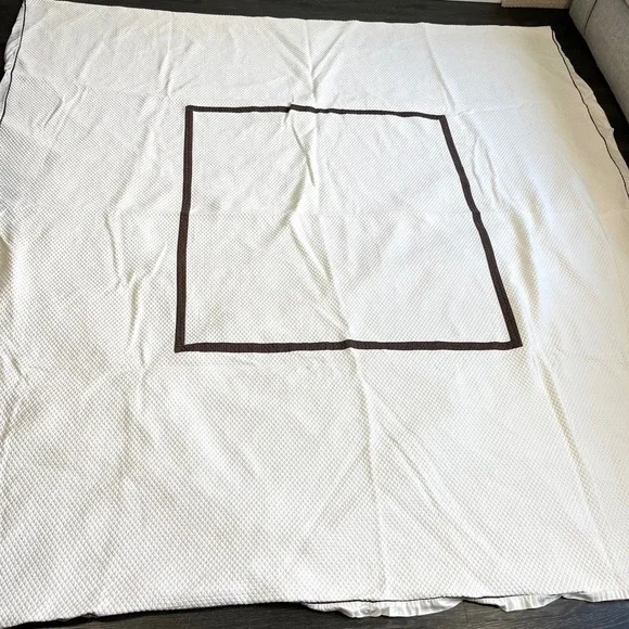 Diamond Quilted Hotel Style Cotton Duvet Cover Full Queen Brown Trim Luxury