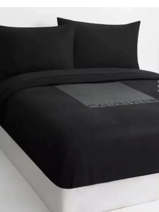 Calvin Klein Black & Gray Logo Panel Duvet Cover