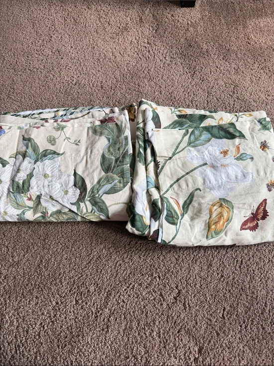 Waverly Williamsburg Garden Set of 2 98” lined scalloped valances Magnolia EUC