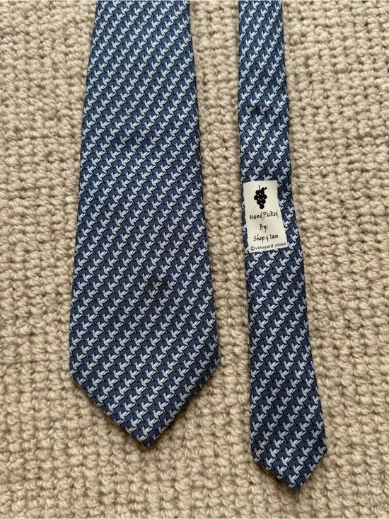 Teen Vineyard Vines Blue Tie with Light Blue Hummingbird Pattern