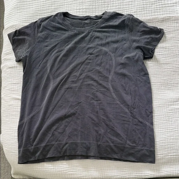 lululemon athletica Black Short Sleeve Striped Tee