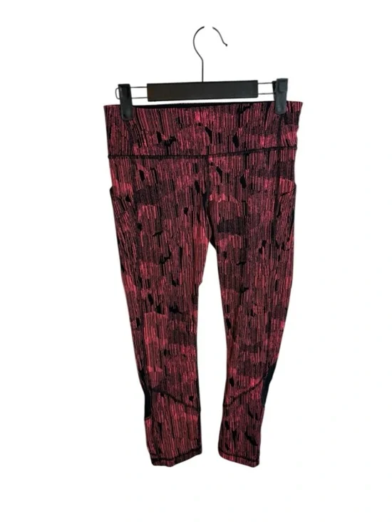Lululemon Down Pour Electric Coral Black Pace Rival Crop Leggings