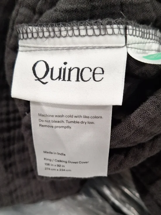 Quince Organic Cotton Gauze Duvet Cover Set Charcoal K/Cal K NEW