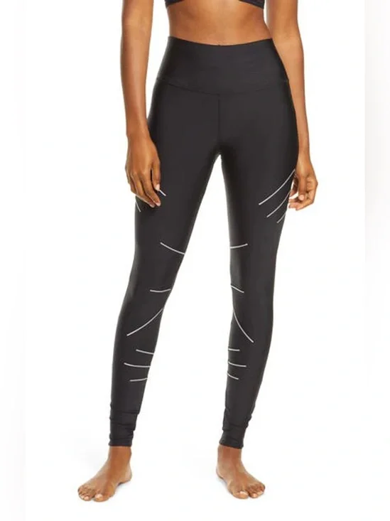 ALO Yoga High-Waisted Sequence Glow in the Dark Leggings Black Large Workout Gym