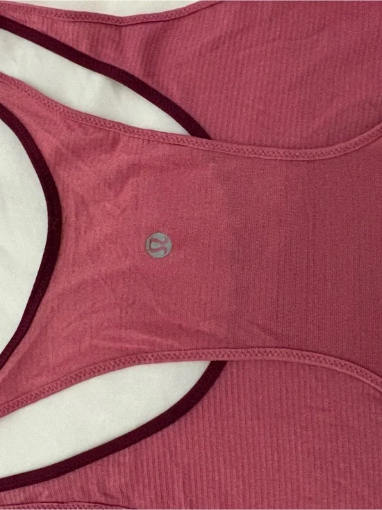 lululemon athletica Rose Pink racerback tank with Burgundy Trim