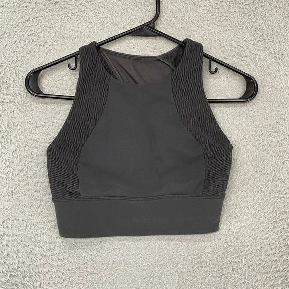 Lululemon Set Challenger Bra Womens 4‎ Gray Mesh High Neck High Support Workout