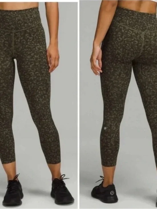 Lululemon Base Pace High Rise Tights in‎ Camo Olive / Size 12 / NWOT / MSRP $98