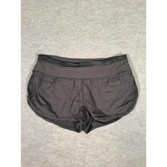 Lululemon Running Shorts Womens 6 Gray Lined Zip‎ Pocket Mesh Split Hem 3 In Run