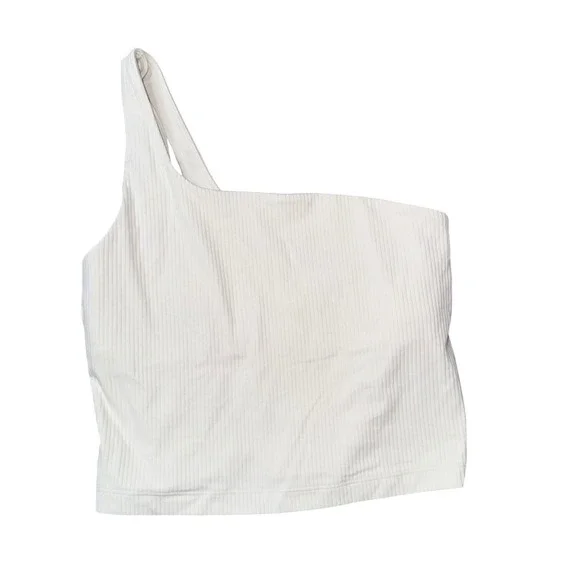 Lululemon Ribbed One-Shoulder Tank Top Women Size 4 Cream Excellent Asymmetrical