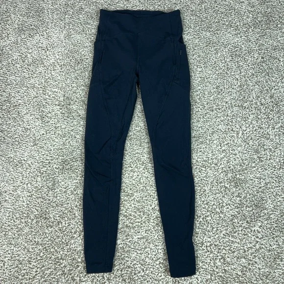 Lululemon Pants Womens 4‎ Black High Rise Ankle Leggings Pockets Lead The Pack