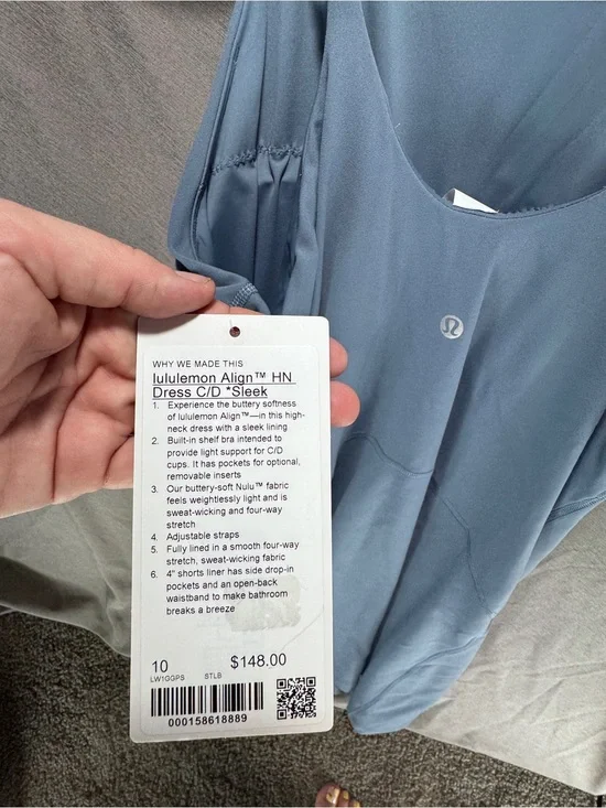 NWT Lululemon Align High Neck Dress C/D Nulu Blue Size 10 Built-In Shorts
