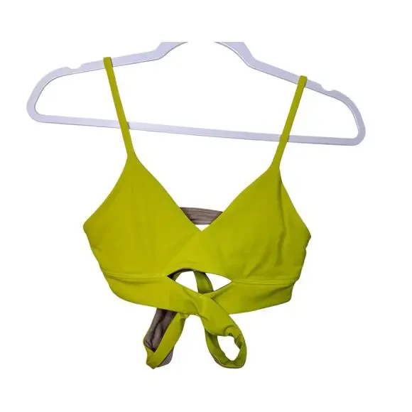 Lululemon‎ Still Now Bra A/B Cup Stretch Breathable Yellow Serpentine Women 4