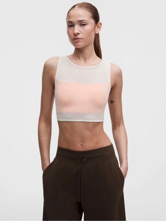 Lululemon Bend This Mesh Bandeau V-Neck Bra citrus SIZZLE orange | S/M | NWT