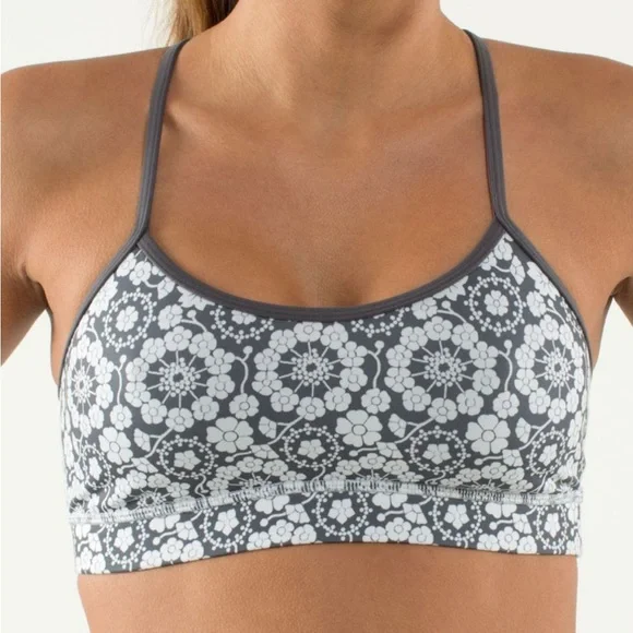 Lululemon Flow Y‎ Bra IV Twiggy Printed Nimbus/Soot Light XXS