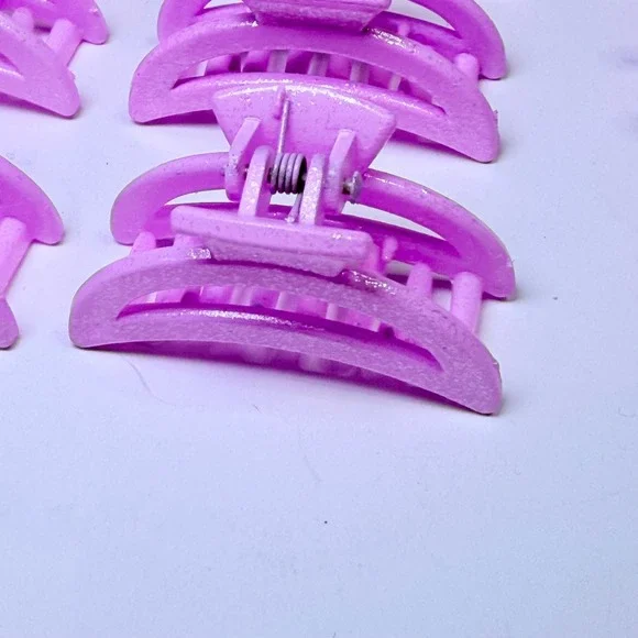28pc Purple Pink Glitter Hair Claw Clips Set Small Rectangular Curved Y2K Style
