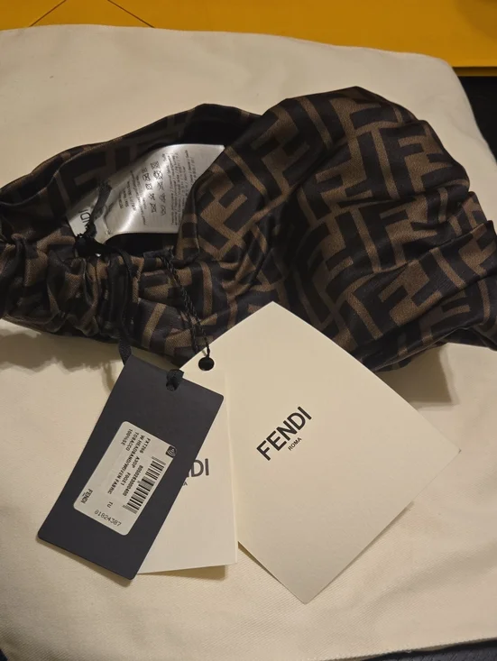 Fendi Black & Brown FF Monogram Silk Headband