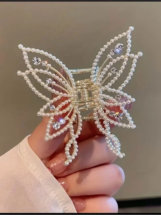 Pearl Butterfly metal Hair Clip - Hair Accessory