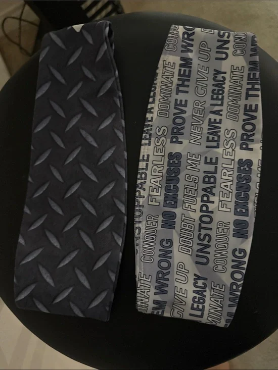 Pair of womens  Elite Navy Textured & Light Gray Motivational headbands