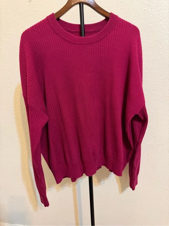 lululemon athletica cotton blend Ribbed Crew Sweater in wild berry