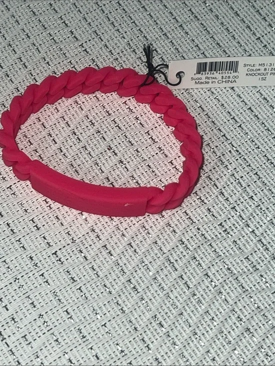 NWT Marc by Marc Jacobs Pink Braided Silicone ID Chain Bracelet Y2K
