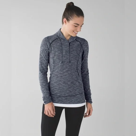 Lululemon Think Fast Pullover in Coco Pique Black / Black Size 10