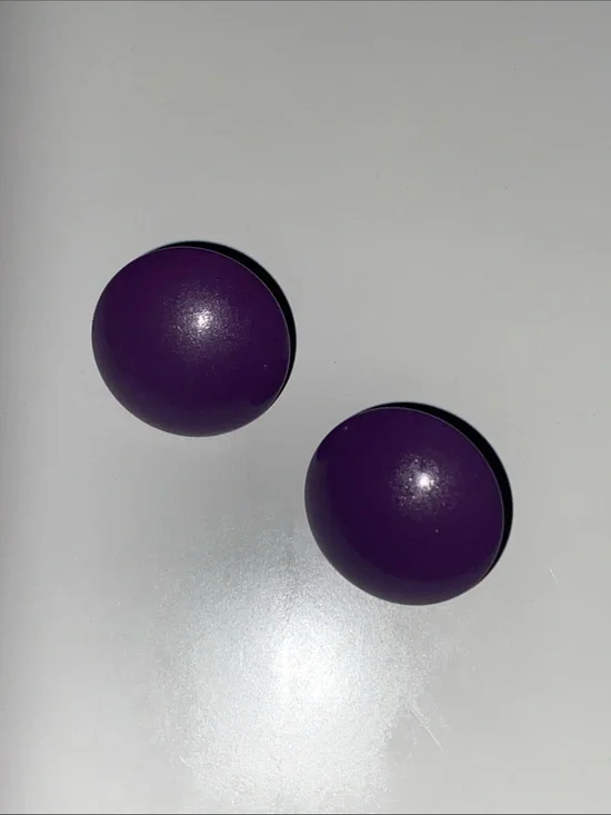 Vintage Purple Dome Stud Clip On Earrings