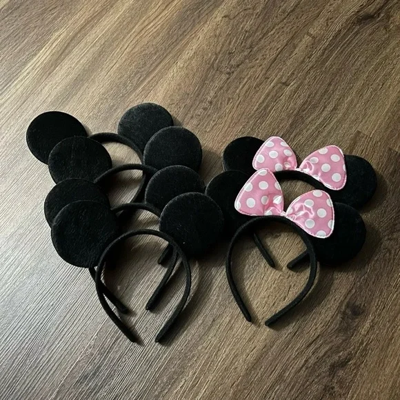 Disney Minnie Mouse Felt Ears Headbands 6 Piece Bundle Adult