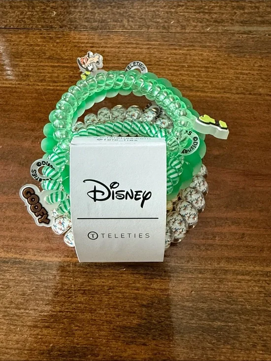 Disney Teleties Goofy Charm Green Spiral Hair Ties