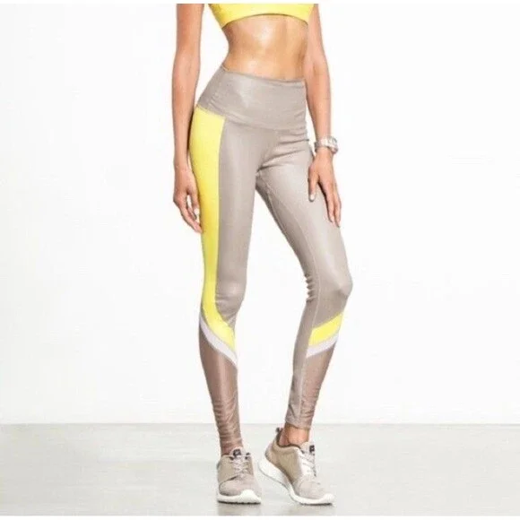 ALO Yoga High Waist Legging Elevate Gravel/Yellow Size S  Sculpt/Lift/Contour