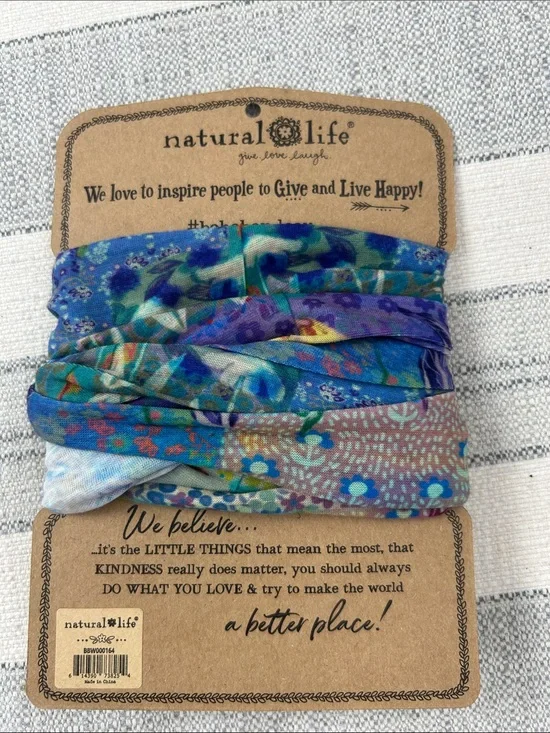 NATURAL LIFE Blue Teal Floral Stretch Headwrap
