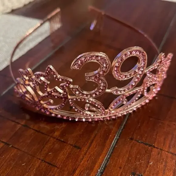 Pink rhinestone tiara “39” good quality