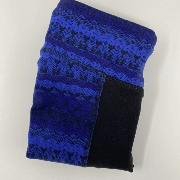 Alo Yoga Leggings Womens XS Blue‎ Black Geometric Chevron Print High Rise Tights