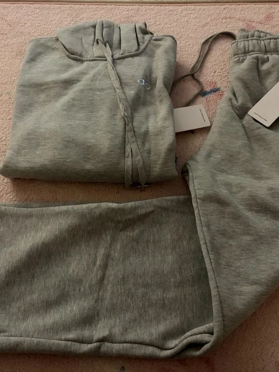 ALO Yoga Gray Hoodie with White Logo