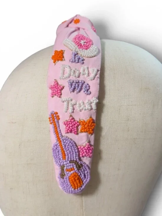 In Dolly We Trust Beaded Headband New