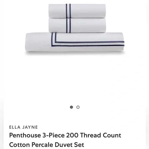 ELLA JAYNE NIP Penthouse 3-Piece 200 Thread Count Cotton Percale Duvet Set