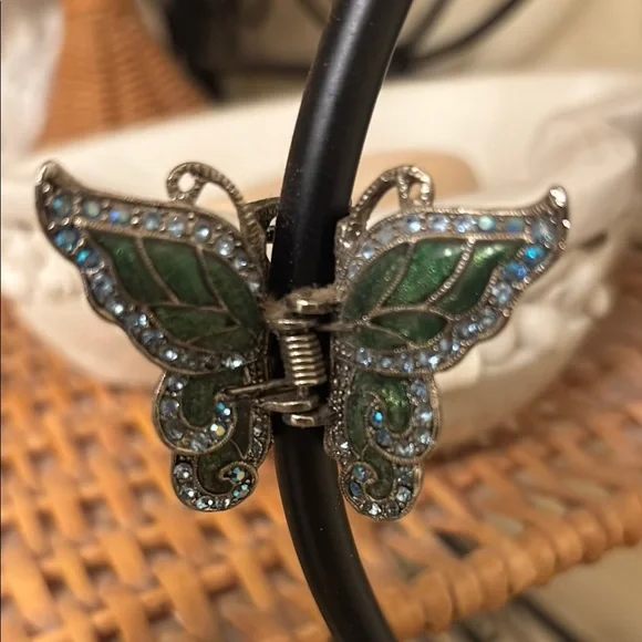 Vintage Elegant Green Butterfly Hair Clip
