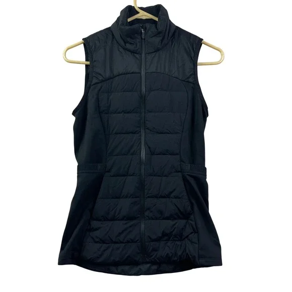 Lululemon Puffer Vest Womens 4 Black Goose Down Zip Up Pockets