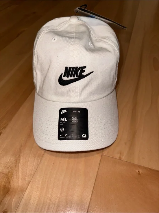 Nike White Baseball Cap with Black Swoosh