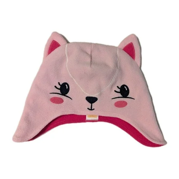 Gymboree Toddler Girl's‎ Kitty Cat Fleece Two Tone Pink Trapper Hat Ears 4-5T