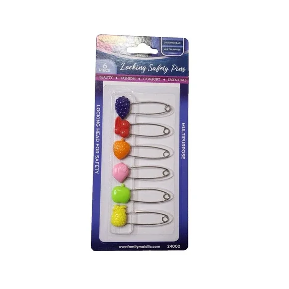 Baby Diaper Pins Safety Pin‎ Lock Cloth Changing Locking Clip 6-Pack Fruit Pin