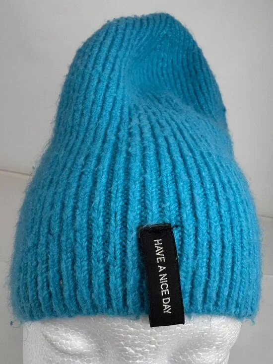 Scotch & Soda Amsterdam Couture Bright Blue Ribbed Knit Beanie Winter Hat Small