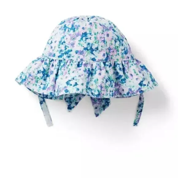 Janie and Jack 100049352 Beau Baby Floral Bow Sun Hat size 0-3 m