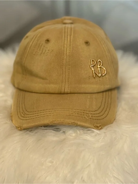 New Arrivals! Fashion Distressed Tan Baseball Cap with RB Logo