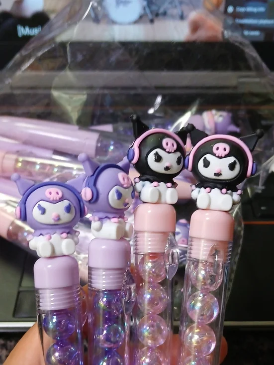 4 Sanrio Kuromi-Style Bubble Pens in Pink & Purple