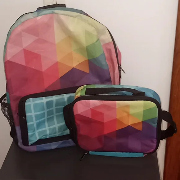 Kelidiscope Multi Color Backpack and Lunch Bag Combo